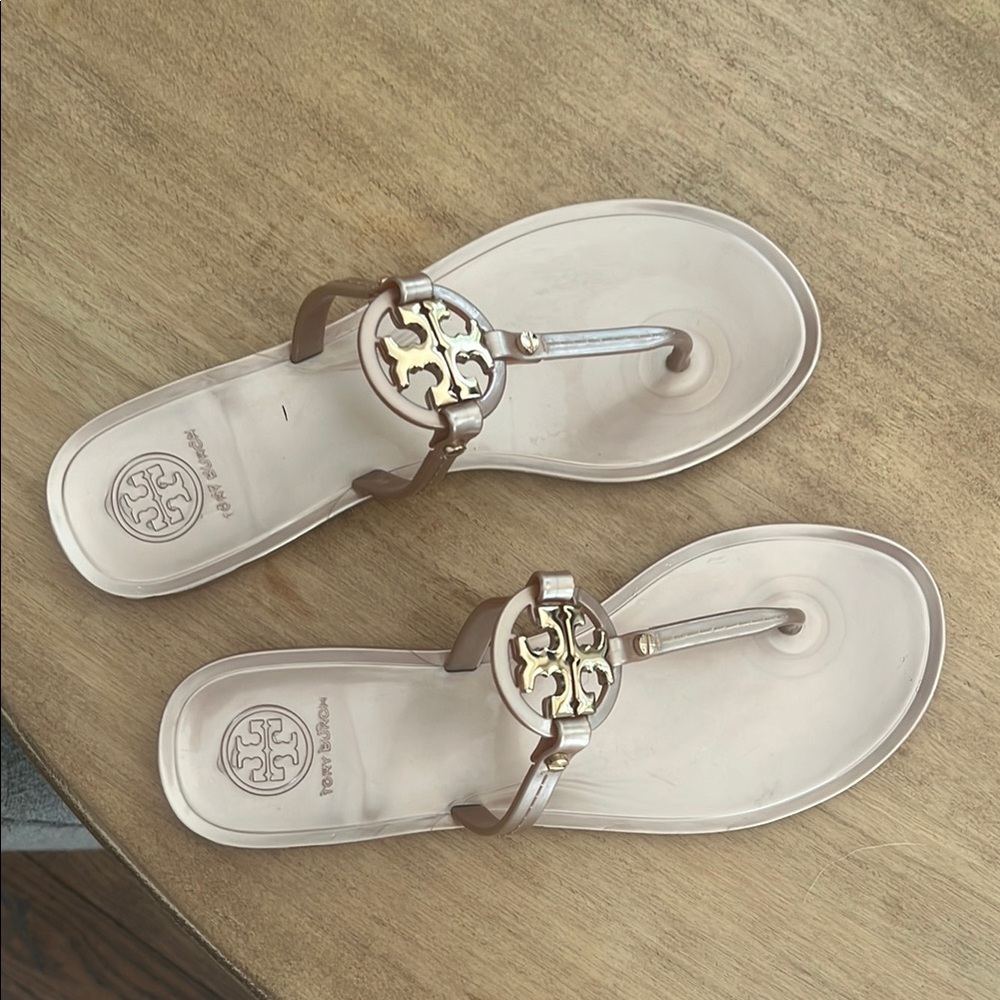 Tory Burch Cream and Brown Miller Sandals